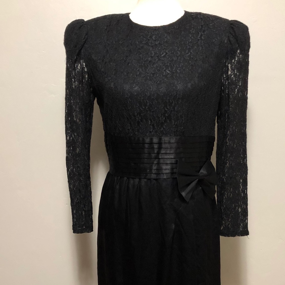 Vintage Leslie Fay Collections Black Lace Dress